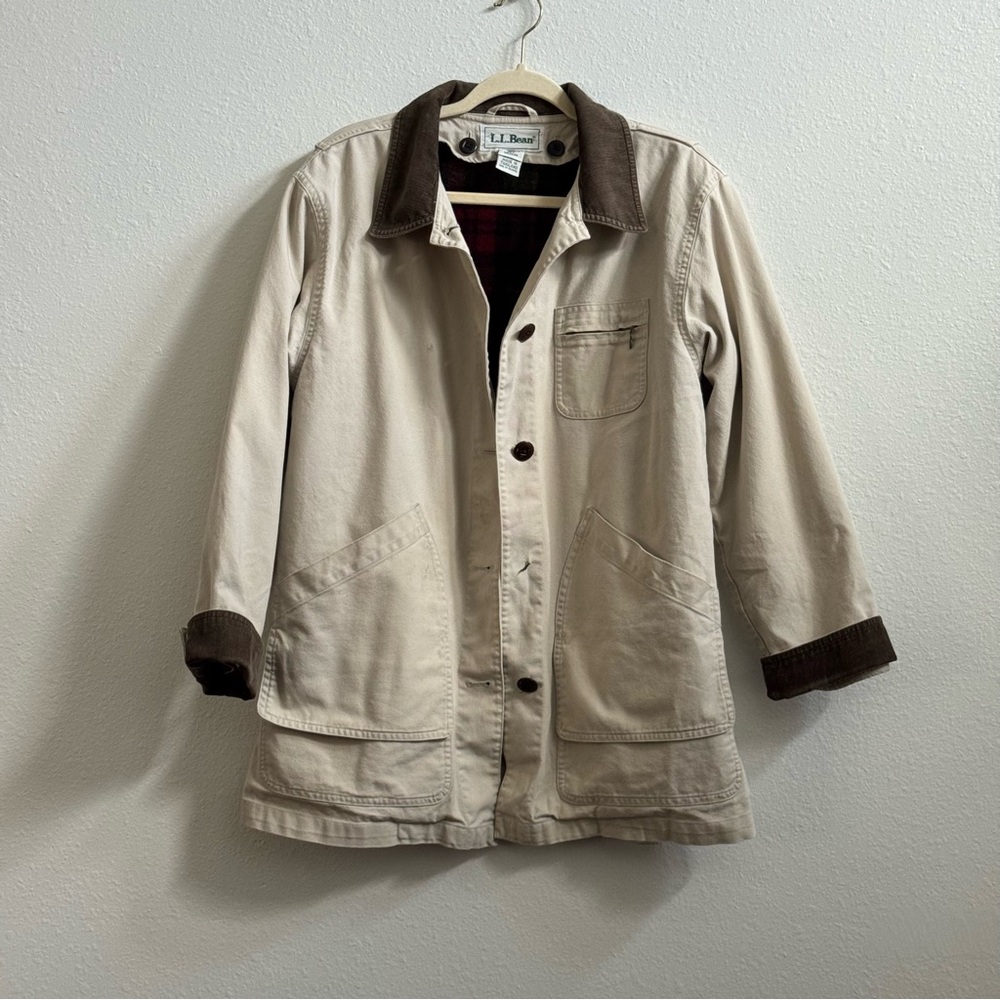 L.L. Bean Women's Cream Jacket with Brown Accents